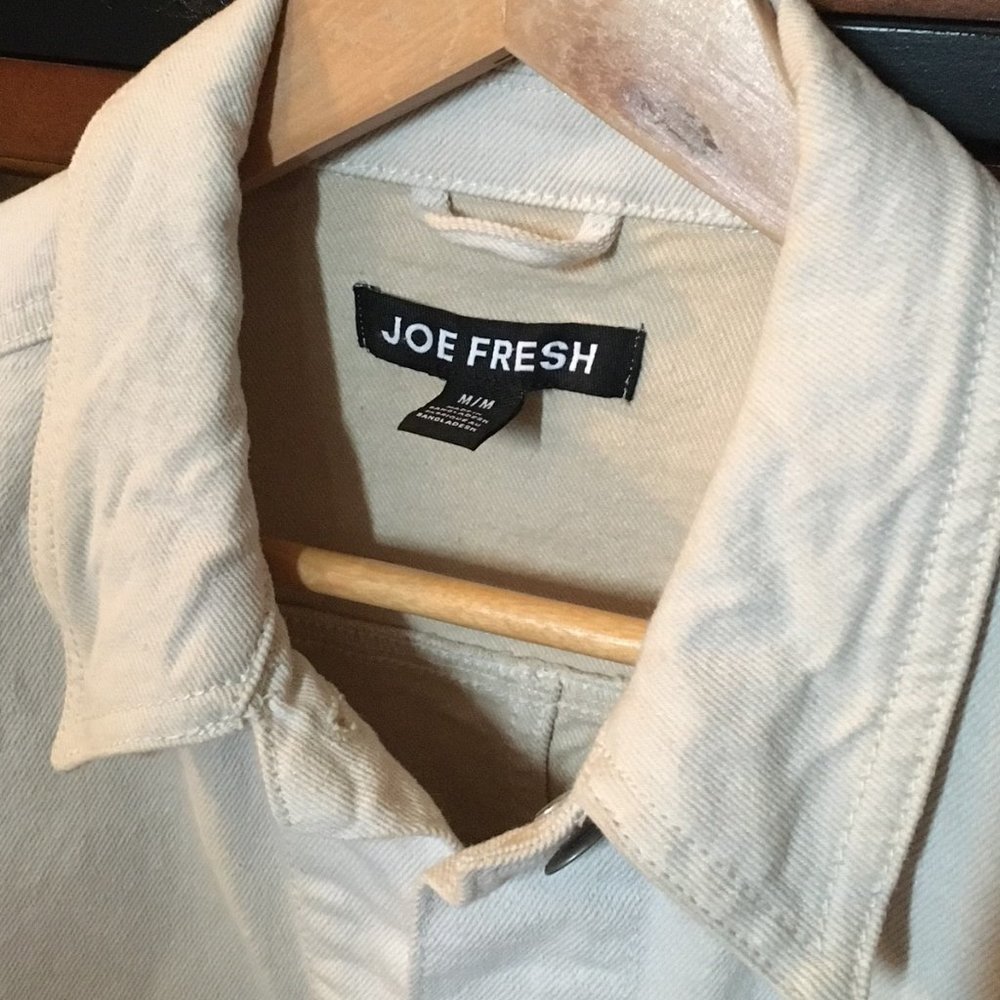 Joe Fresh Off-White Cotton Denim Cropped Jacket M | Oversized - Picture 8 of 10